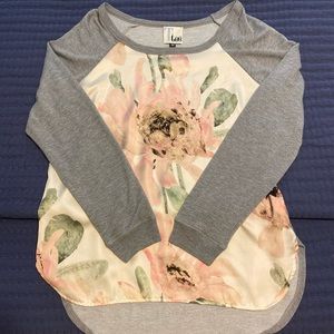 Mixed media long sleeve tee